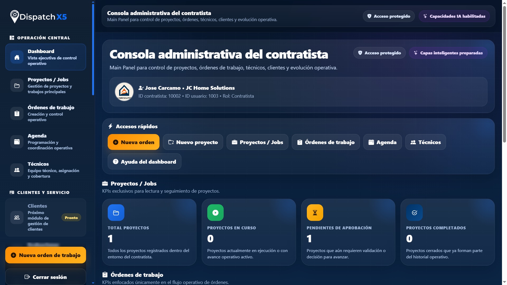 Vista real de DispatchX5